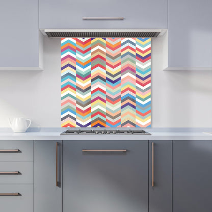 Geometric Multi Colored Chevron Pattern Kitchen Splashback