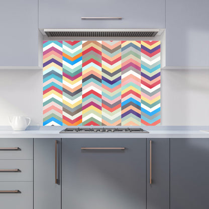 Geometric Multi Colored Chevron Pattern Kitchen Splashback