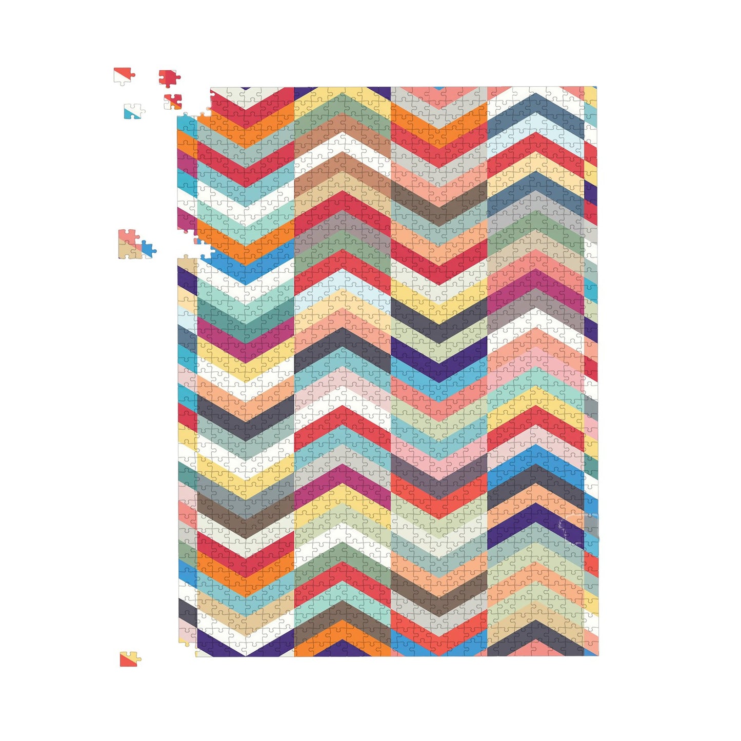 Geometric Multi Colored Chevron Pattern Jigsaw Puzzle
