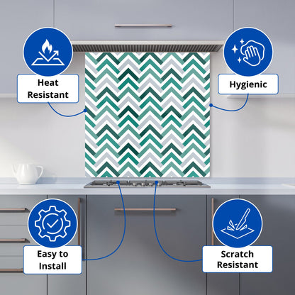 Geometric Retro Vintage Chevron Pattern Kitchen Splashback