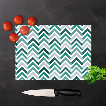 Geometric Retro Vintage Chevron Pattern Glass Chopping Board
