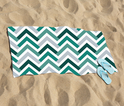 Geometric Retro Vintage Chevron Pattern Beach Towel