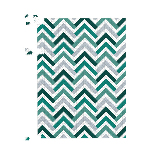 Geometric Retro Vintage Chevron Pattern Jigsaw Puzzle