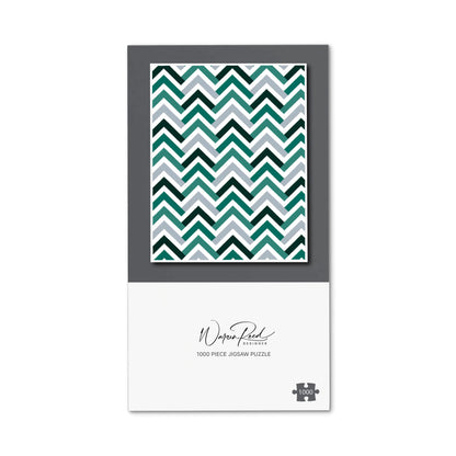 Geometric Retro Vintage Chevron Pattern Jigsaw Puzzle
