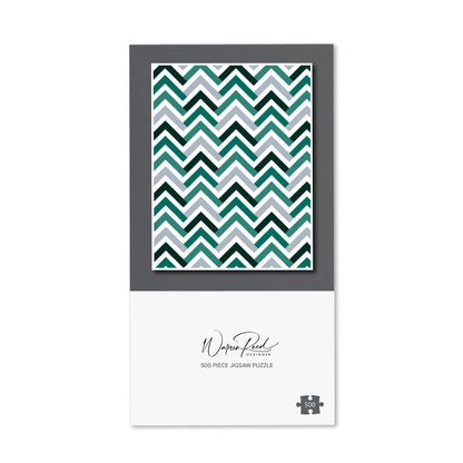 Geometric Retro Vintage Chevron Pattern Jigsaw Puzzle