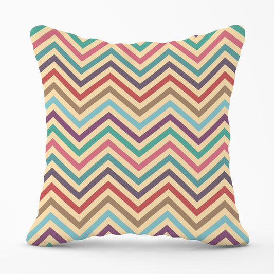Geometric Vintage Colored Chevron Pattern Cushions