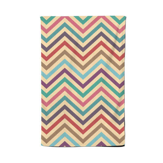 Geometric Vintage Colored Chevron Pattern Tea Towel