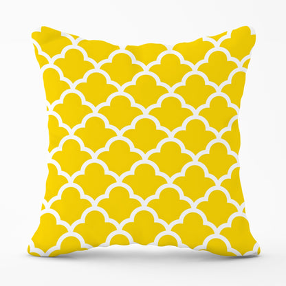 Geometric Yellow Quatrefoil Wave Cushions