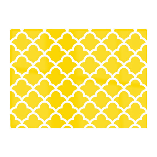 Geometric Yellow Quatrefoil Wave Glass Chopping Board