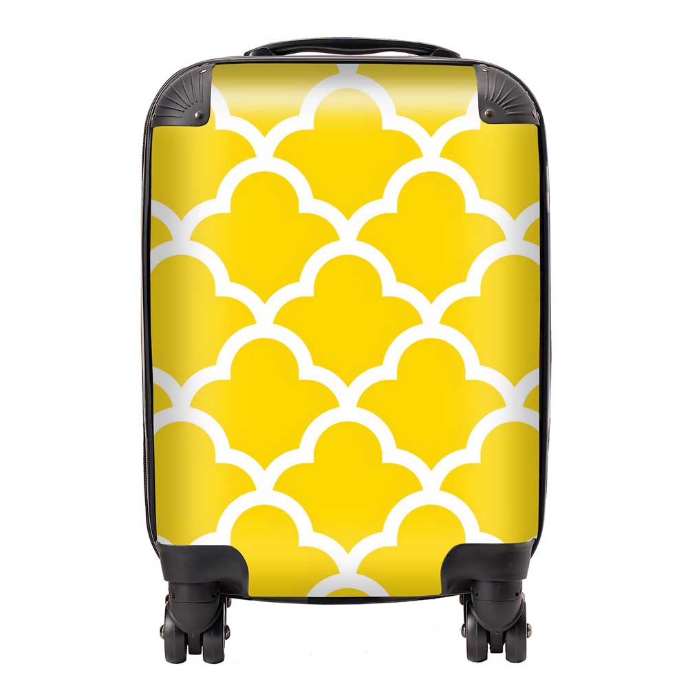 Geometric Yellow Quatrefoil Wave Suitcase