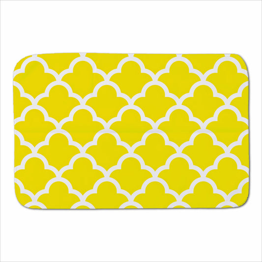 Geometric Yellow Quatrefoil Wave Sherpa Blanket