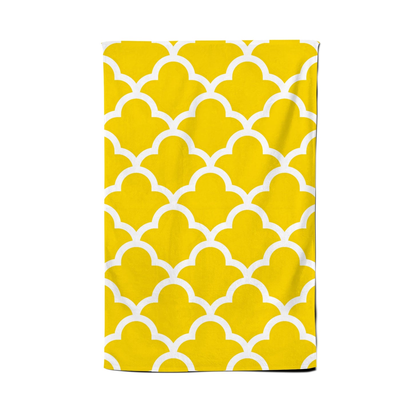 Geometric Yellow Quatrefoil Wave Tea Towel