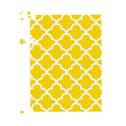Geometric Yellow Quatrefoil Wave Jigsaw Puzzle