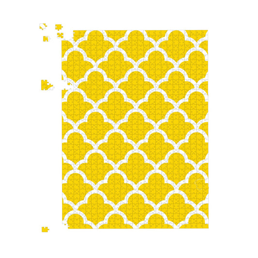 Geometric Yellow Quatrefoil Wave Jigsaw Puzzle