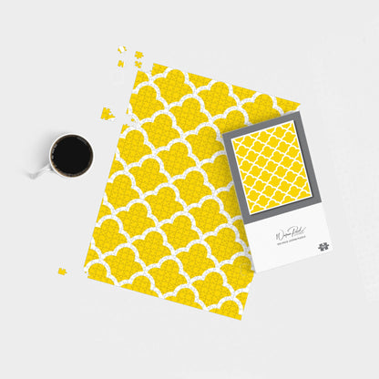 Geometric Yellow Quatrefoil Wave Jigsaw Puzzle