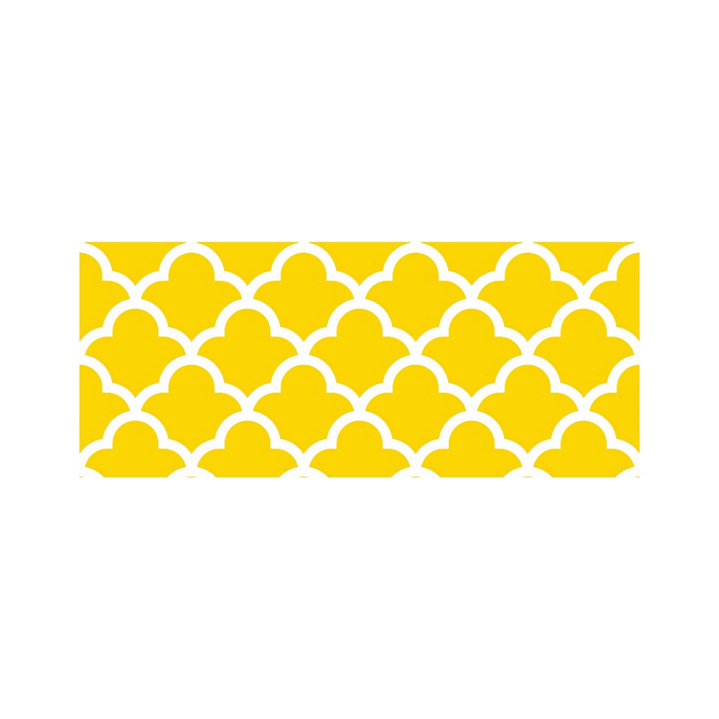 Geometric Yellow Quatrefoil Wave Glass Bathroom Splashback