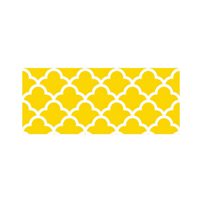 Geometric Yellow Quatrefoil Wave Glass Bathroom Splashback