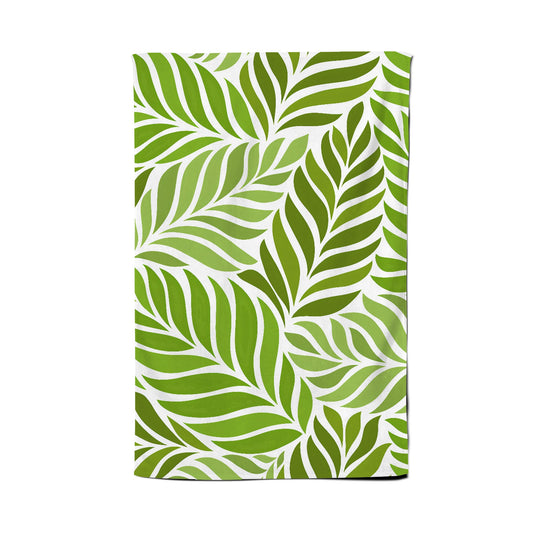Green Leaf Pattern Tea Towel