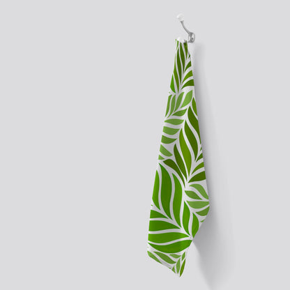 Green Leaf Pattern Tea Towel