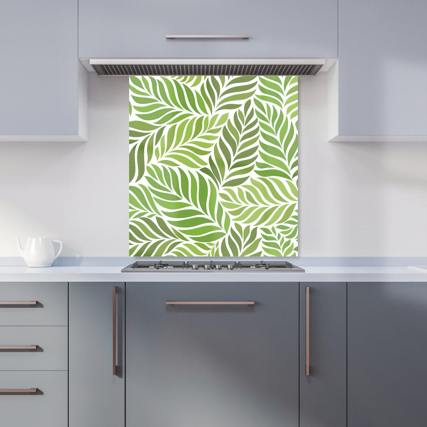Green Leaf Pattern Kitchen Splashback