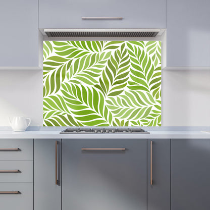 Green Leaf Pattern Kitchen Splashback