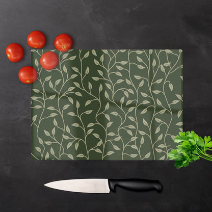 Green Shrub With Leaves Glass Chopping Board