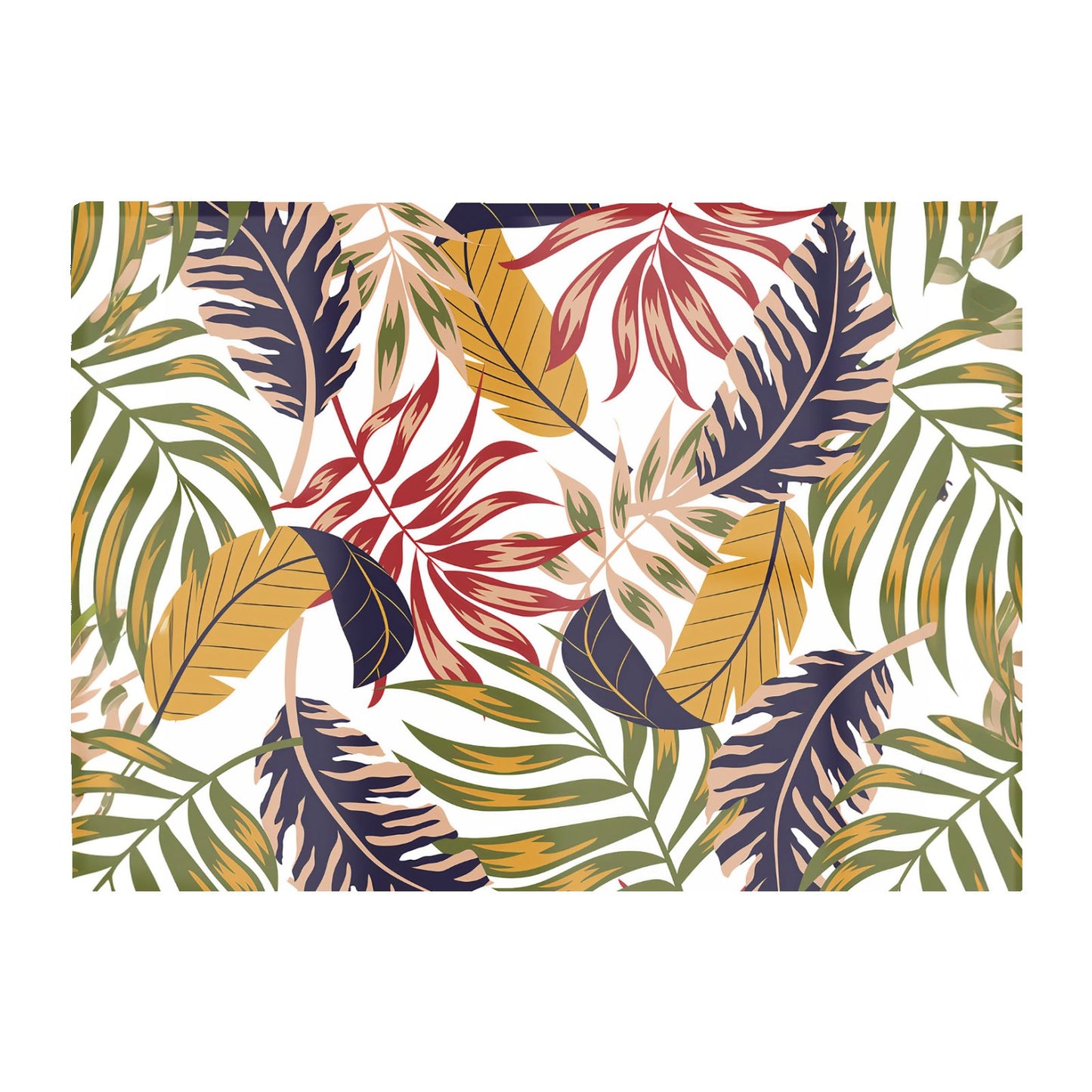 Hawaiian Style Jungle Leaves Glass Chopping Board