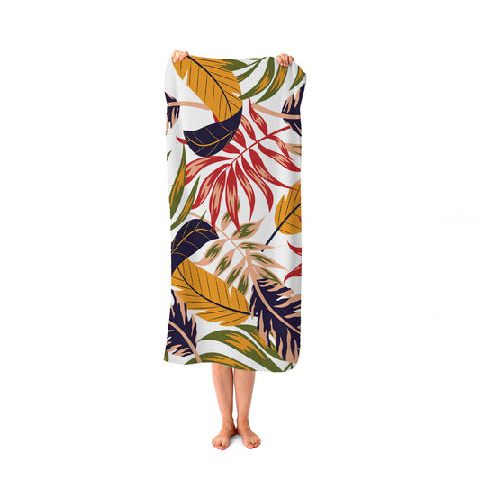 Hawaiian Style Jungle Leaves Beach Towel