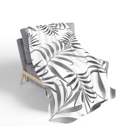 Hawaiian Style Palm Leaves Sherpa Blanket