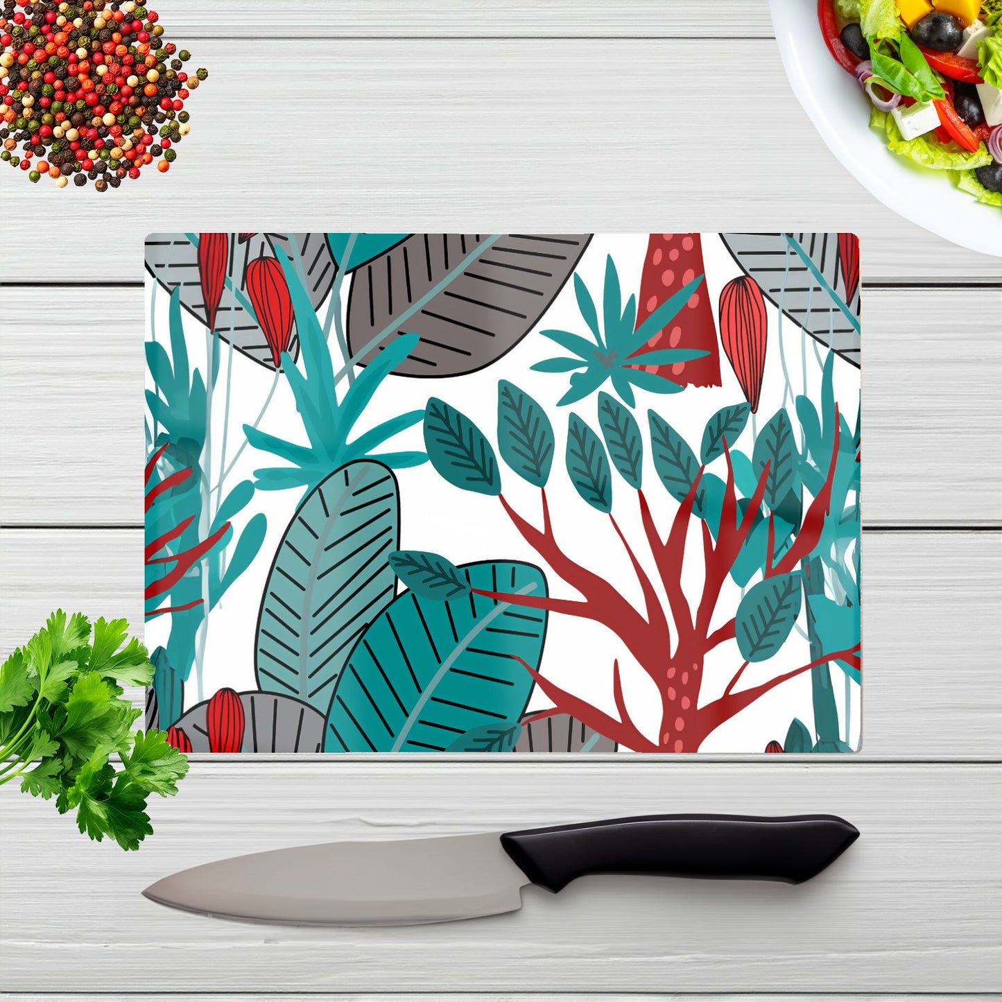Jungle Exotic Summer Tropical Leaves Glass Chopping Board