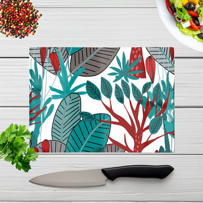Jungle Exotic Summer Tropical Leaves Glass Chopping Board