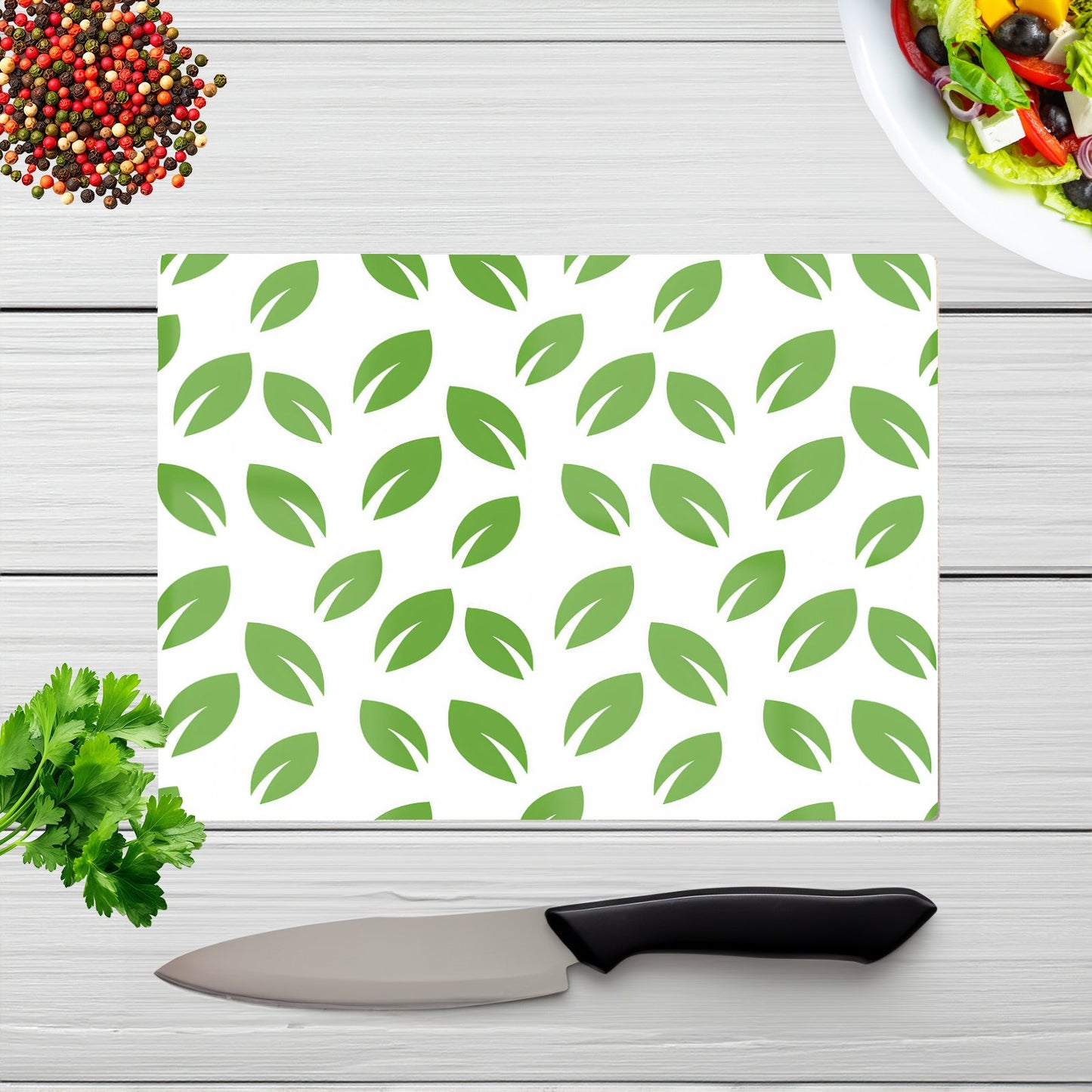 Leaves Pattern Glass Chopping Board