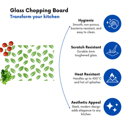 Leaves Pattern Glass Chopping Board