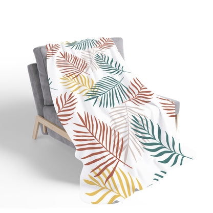 Palm Branches In Natural Colors Sherpa Blanket