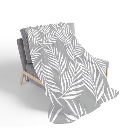 Palm Tree Leaves Sherpa Blanket