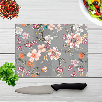 Peony Lily Tulip Daisy Glass Chopping Board