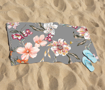 Peony, Lily, Tulip, Daisy Beach Towel