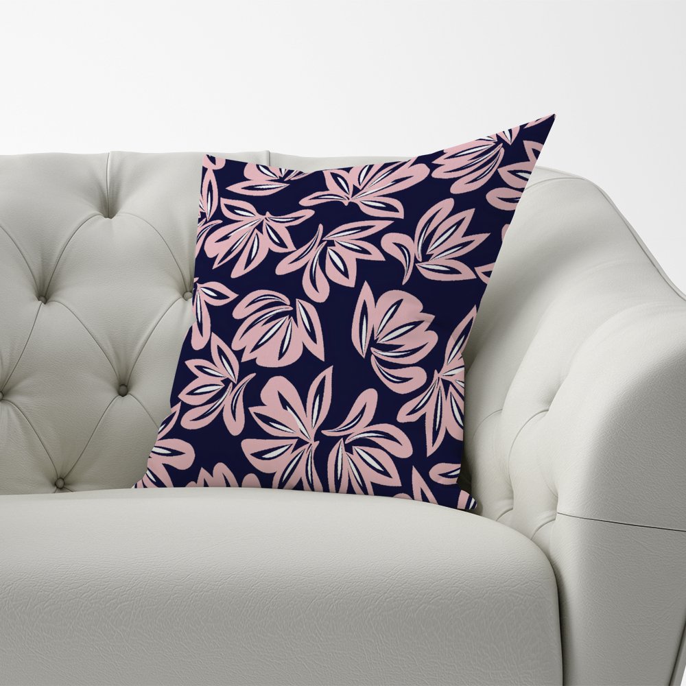 Pink Navy Floral Botanical Pattern Cushions
