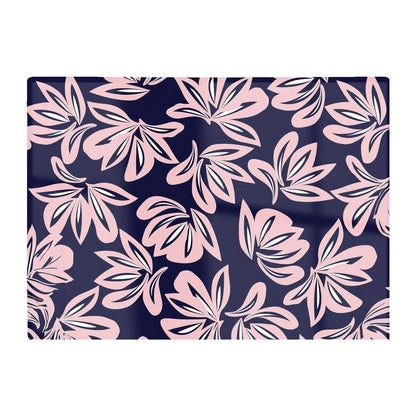 Pink Navy Floral Botanical Pattern Glass Chopping Board