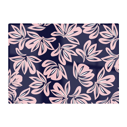 Pink Navy Floral Botanical Pattern Glass Chopping Board