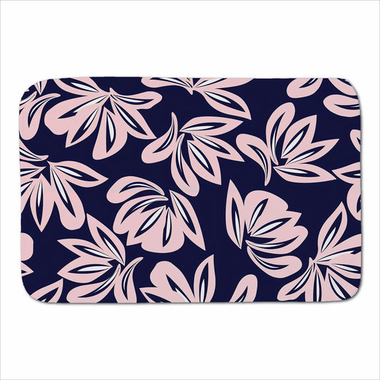 Pink Navy Floral Botanical Pattern Sherpa Blanket