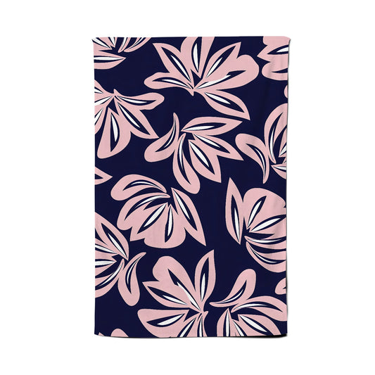Pink Navy Floral Botanical Pattern Tea Towel