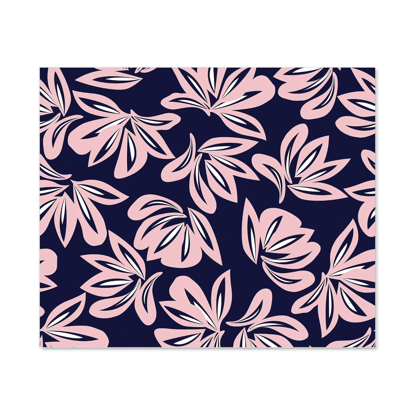 Pink Navy Floral Botanical Pattern Kitchen Splashback