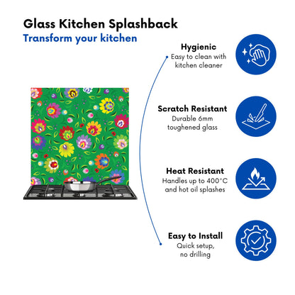 Polish Folk Floral Kitchen Splashback