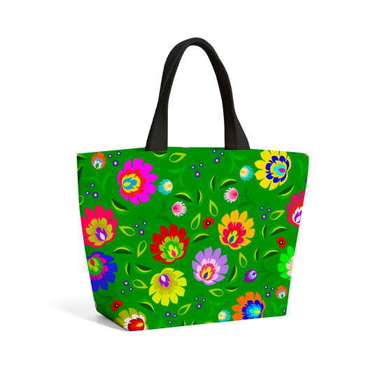 Polish Folk Floral Beach Shopper Tote Bag