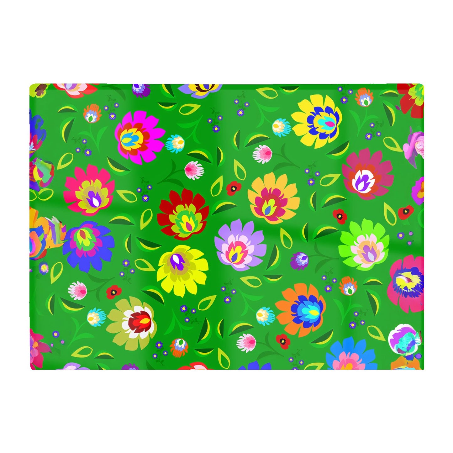 Polish Folk Floral Glass Chopping Board