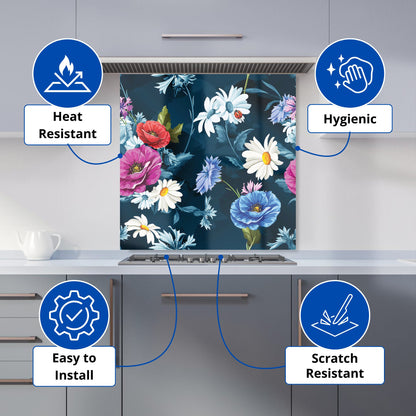Poppy Flowers With Chamomile Kitchen Splashback
