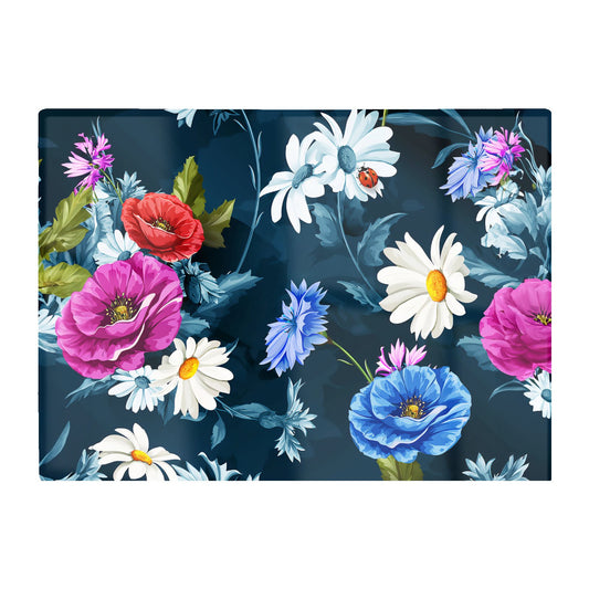 Poppy Flowers With Chamomile Glass Chopping Board