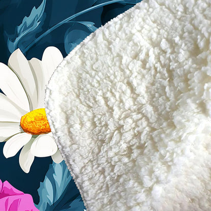Poppy Flowers With Chamomile Sherpa Blanket