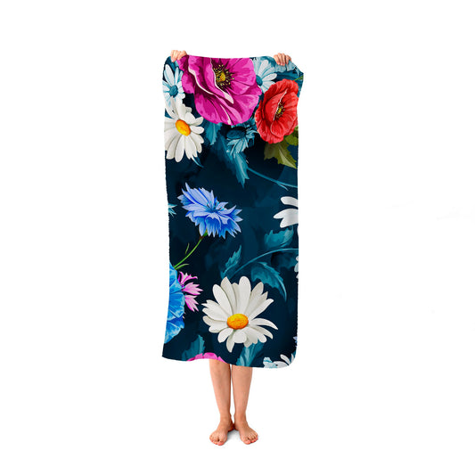 Poppy Flowers With Chamomile Beach Towel